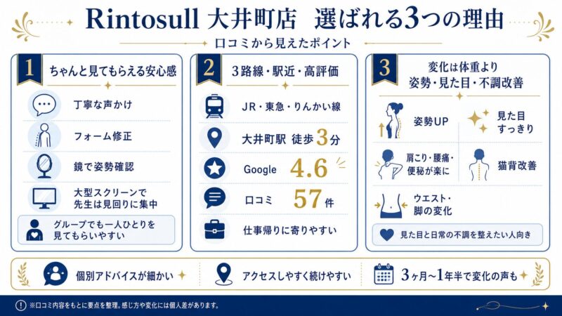 Rintosull大井町店が選ばれる3つの理由