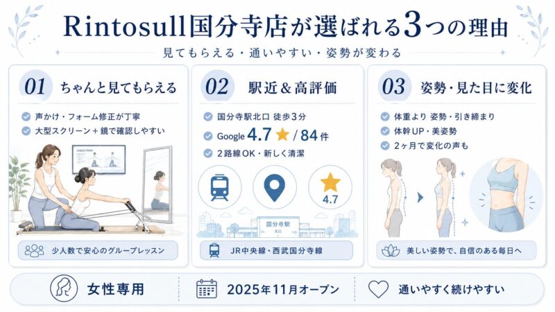 Rintosull国分寺店が選ばれる3つの理由
