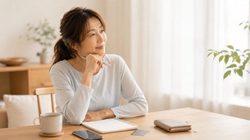 ピラティスのキャンペーン終了後の通常料金と家計負担を検討する日本人女性